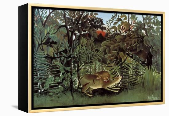 The Hungry Lion Throws Itself on the Antelope-Henri Rousseau-Framed Stretched Canvas