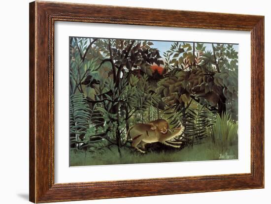 The Hungry Lion Throws Itself on the Antelope-Henri Rousseau-Framed Premium Giclee Print