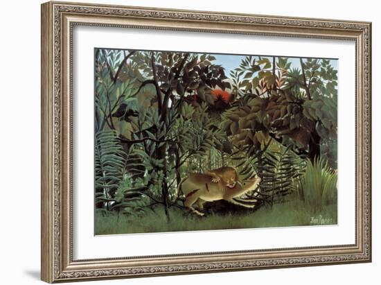 The Hungry Lion Throws Itself on the Antelope-Henri Rousseau-Framed Art Print