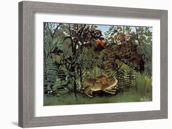 The Hungry Lion Throws Itself on the Antelope-Henri Rousseau-Framed Art Print