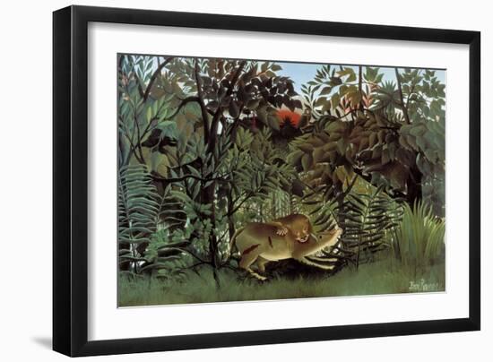 The Hungry Lion Throws Itself on the Antelope-Henri Rousseau-Framed Art Print