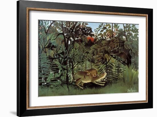 The Hungry Lion Throws Itself on the Antelope-Henri Rousseau-Framed Art Print