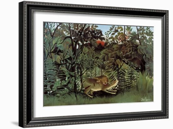 The Hungry Lion Throws Itself on the Antelope-Henri Rousseau-Framed Art Print