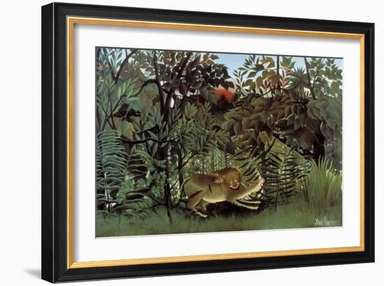 The Hungry Lion Throws Itself on the Antelope-Henri Rousseau-Framed Art Print