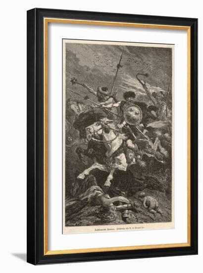 The Huns Invade Europe and Gradually Fight Their Way Westwards from About 376 Till They are Halted-Alphonse De Neuville-Framed Art Print