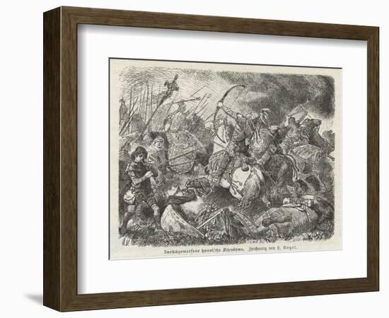 The Huns Under Attila are Defeated by the Visigoths and Romans Commanded by Aetius at Chalons-Hermann Vogel-Framed Art Print