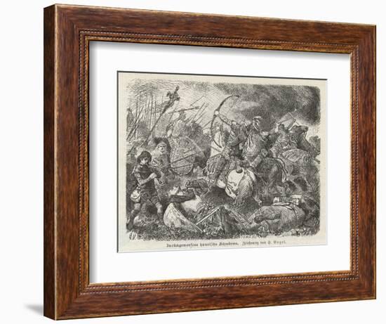 The Huns Under Attila are Defeated by the Visigoths and Romans Commanded by Aetius at Chalons-Hermann Vogel-Framed Art Print