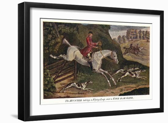 'The HUNTER taking a Flying Leap, over a Five-Bar Gate', c1740, (1922)-James Seymour-Framed Giclee Print