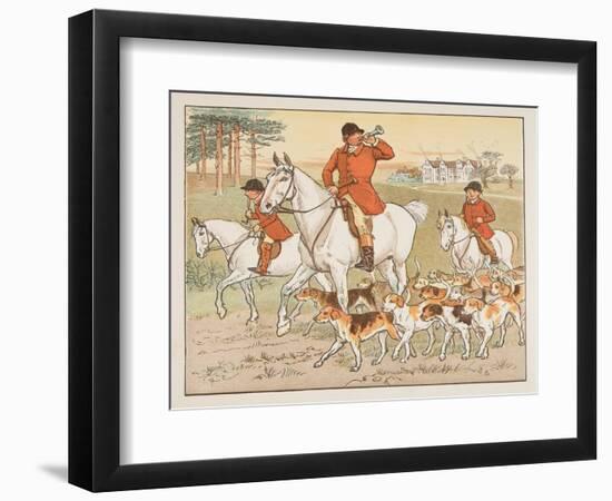 The Huntsman Blows His Horn, from the Hey Diddle Diddle Picture Book, Pub.1882 (Colour Engraving)-Randolph Caldecott-Framed Giclee Print