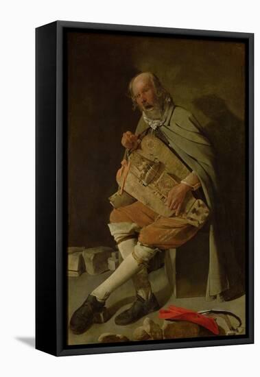 The Hurdy Gurdy Player, 1620s-Georges de La Tour-Framed Premier Image Canvas