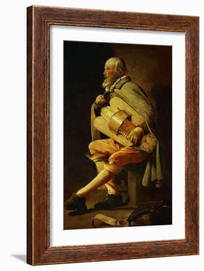 The Hurdy-Gurdy Player, circa 1638-1630-Georges de La Tour-Framed Giclee Print