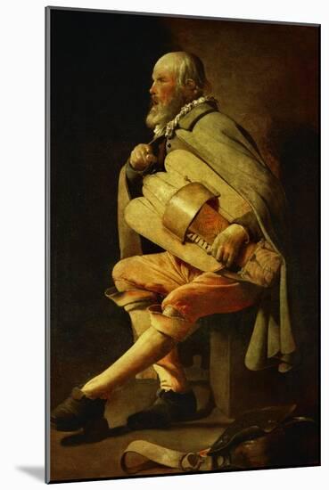 The Hurdy-Gurdy Player, circa 1638-1630-Georges de La Tour-Mounted Giclee Print