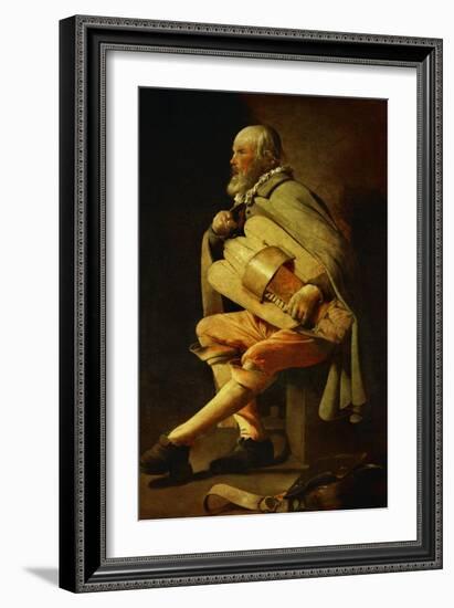 The Hurdy-Gurdy Player, circa 1638-1630-Georges de La Tour-Framed Giclee Print