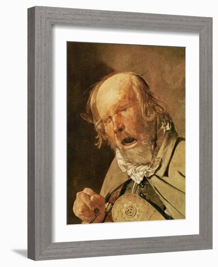 The hurdy-gurdy player, detail of the head, c.1620-25-Georges de la Tour-Framed Giclee Print