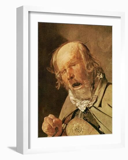 The hurdy-gurdy player, detail of the head, c.1620-25-Georges de la Tour-Framed Giclee Print