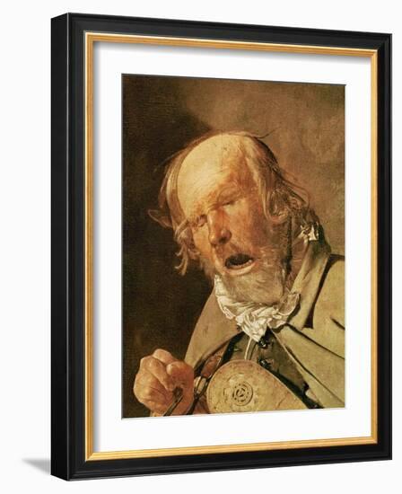 The hurdy-gurdy player, detail of the head, c.1620-25-Georges de la Tour-Framed Giclee Print