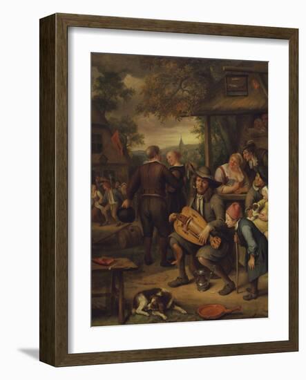 The Hurdy-Gurdy Player-Jan Havicksz. Steen-Framed Giclee Print