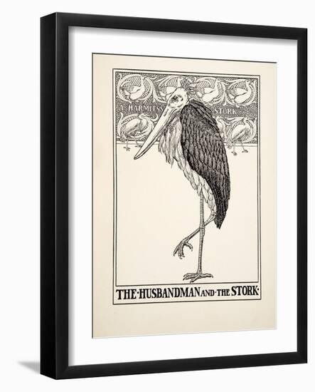 The Husbandman and the Stork, from A Hundred Fables of Aesop, Pub.1903 (Engraving)-Percy James Billinghurst-Framed Giclee Print