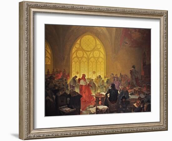 The Hussite King George of Podebrady (The Cycle the Slav Epi)-Alphonse Mucha-Framed Giclee Print