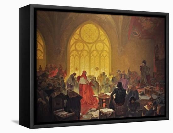 The Hussite King George of Podebrady (The Cycle the Slav Epi)-Alphonse Mucha-Framed Premier Image Canvas