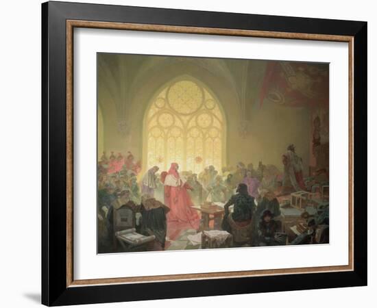 The Hussite King Jiri (D.1471) of Podebrady, from the 'Slav Epic', 1923-Alphonse Mucha-Framed Giclee Print