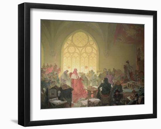 The Hussite King Jiri (D.1471) of Podebrady, from the 'Slav Epic', 1923-Alphonse Mucha-Framed Giclee Print