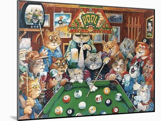 The Hustler (Pool Cats)-Bill Bell-Mounted Giclee Print