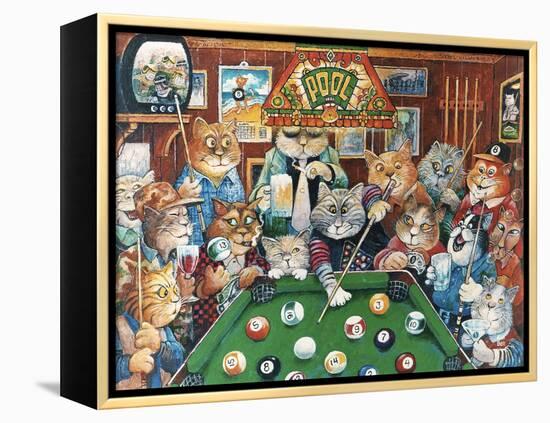 The Hustler (Pool Cats)-Bill Bell-Framed Premier Image Canvas