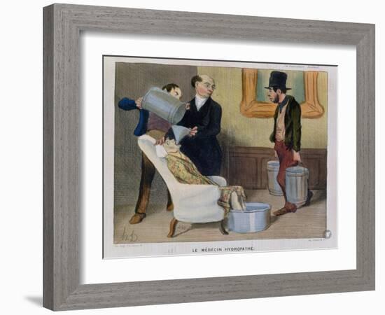 The Hydropathic Doctor, Caricature from "La Caricature"-Honore Daumier-Framed Giclee Print