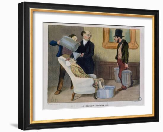 The Hydropathic Doctor, Caricature from "La Caricature"-Honore Daumier-Framed Giclee Print