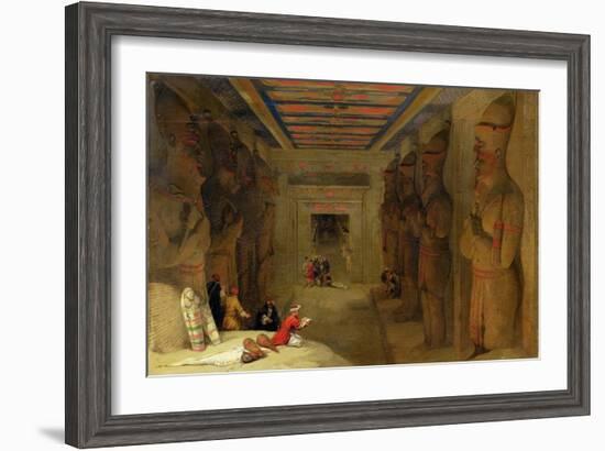 The Hypostyle Hall of the Great Temple at Abu Simbel, Egypt, 1849 (Oil on Panel)-David Roberts-Framed Giclee Print