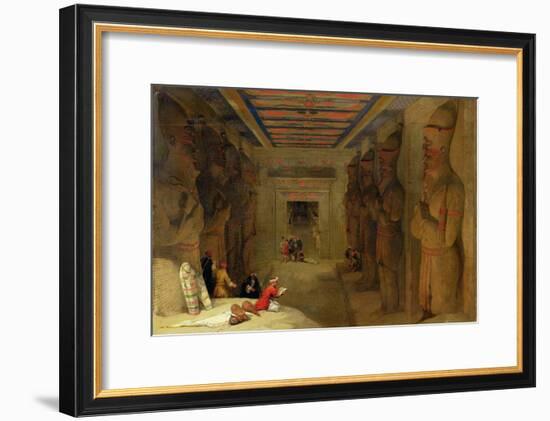 The Hypostyle Hall of the Great Temple at Abu Simbel, Egypt, 1849 (Oil on Panel)-David Roberts-Framed Giclee Print