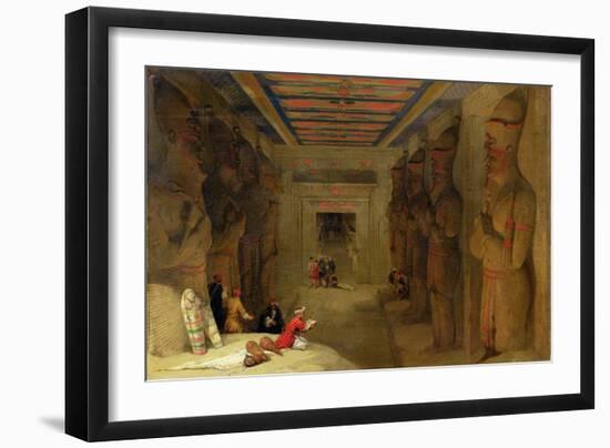 The Hypostyle Hall of the Great Temple at Abu Simbel, Egypt, 1849 (Oil on Panel)-David Roberts-Framed Giclee Print