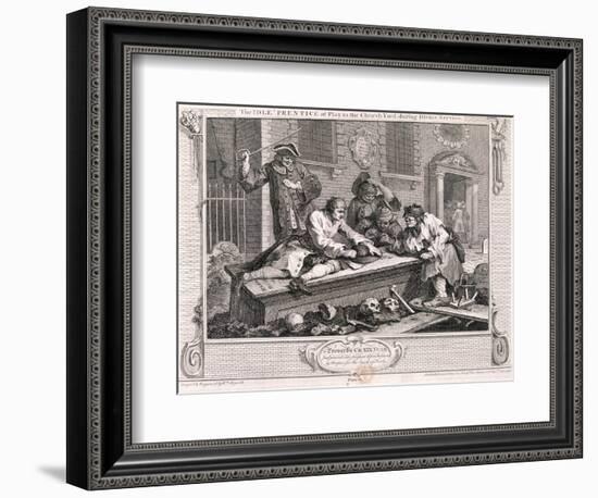 The Idle Prentice at Play in the Church Yard ..., Plate III of Industry and Idleness 1747-William Hogarth-Framed Giclee Print