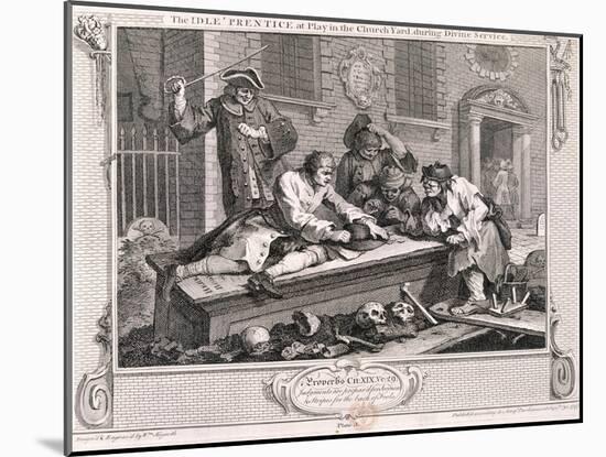 The Idle Prentice at Play in the Church Yard ..., Plate III of Industry and Idleness 1747-William Hogarth-Mounted Giclee Print