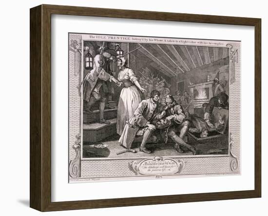 The Idle Prentice Betray'D by His Whore ..., Plate IX of Industry and Idleness, 1747-William Hogarth-Framed Giclee Print