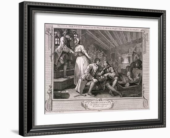 The Idle Prentice Betray'D by His Whore ..., Plate IX of Industry and Idleness, 1747-William Hogarth-Framed Giclee Print