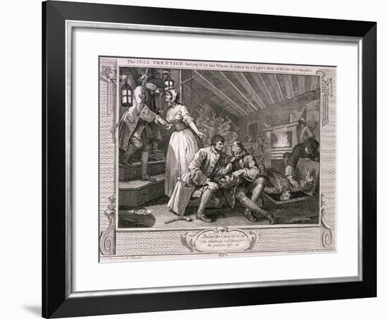 The Idle Prentice Betray'D by His Whore ..., Plate IX of Industry and Idleness, 1747-William Hogarth-Framed Giclee Print