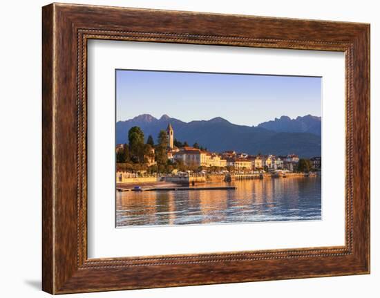 The Idyllic Lakeside Village of Baveno Illuminated at Sunrise, Lake Maggiore, Piedmont, Italy-Doug Pearson-Framed Photographic Print