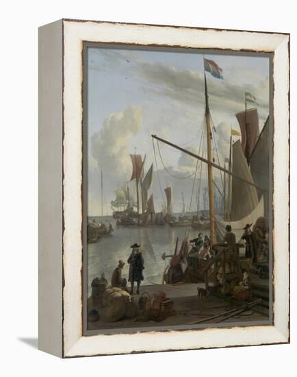 The Ij at Amsterdam, Seen from the Mosselsteiger (Mussel Pier) 1673-Ludolf Backhuysen-Framed Premier Image Canvas