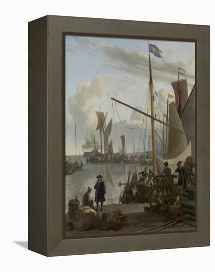 The Ij at Amsterdam, Seen from the Mosselsteiger (Mussel Pier) 1673-Ludolf Backhuysen-Framed Premier Image Canvas