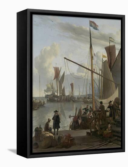 The Ij at Amsterdam, Seen from the Mosselsteiger (Mussel Pier) 1673-Ludolf Backhuysen-Framed Premier Image Canvas