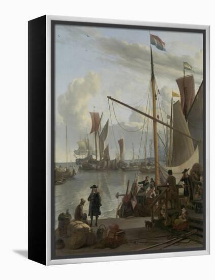 The Ij at Amsterdam, Seen from the Mosselsteiger (Mussel Pier) 1673-Ludolf Backhuysen-Framed Premier Image Canvas