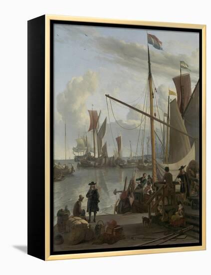 The Ij at Amsterdam, Seen from the Mosselsteiger (Mussel Pier) 1673-Ludolf Backhuysen-Framed Premier Image Canvas