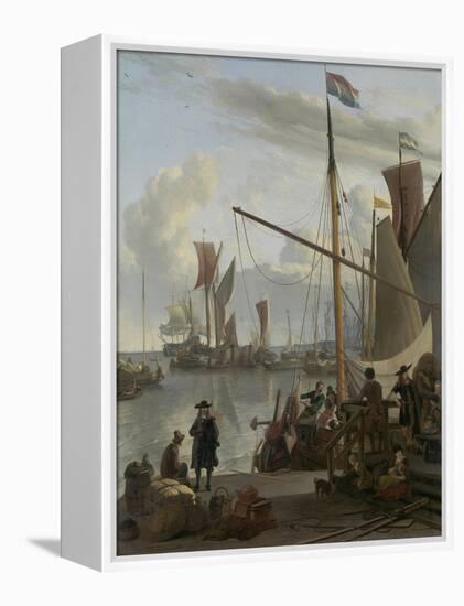 The Ij at Amsterdam, Seen from the Mosselsteiger (Mussel Pier) 1673-Ludolf Backhuysen-Framed Premier Image Canvas
