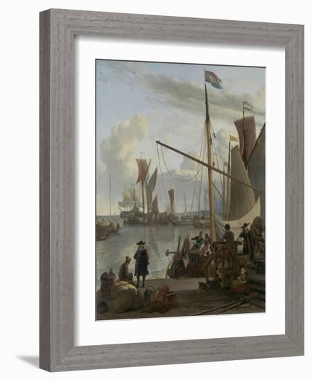 The Ij at Amsterdam, Seen from the Mosselsteiger (Mussel Pier) 1673-Ludolf Backhuysen-Framed Giclee Print