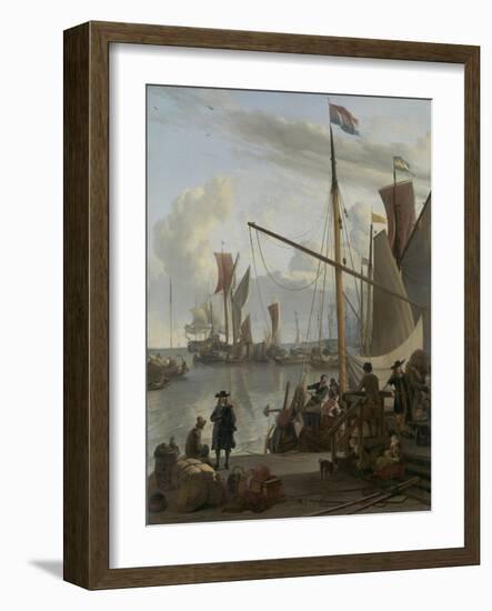 The Ij at Amsterdam, Seen from the Mosselsteiger (Mussel Pier) 1673-Ludolf Backhuysen-Framed Giclee Print