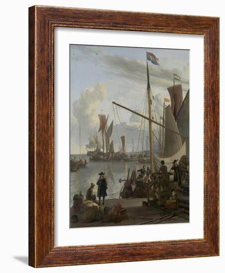 The Ij at Amsterdam, Seen from the Mosselsteiger (Mussel Pier) 1673-Ludolf Backhuysen-Framed Giclee Print