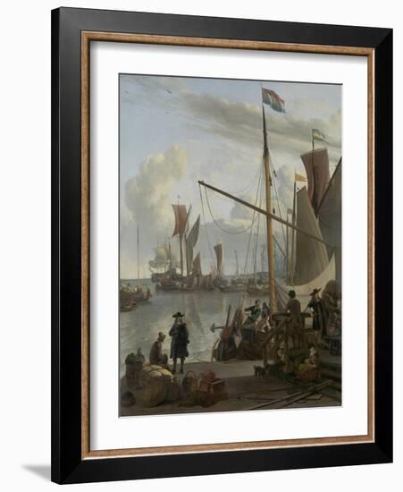 The Ij at Amsterdam, Seen from the Mosselsteiger (Mussel Pier) 1673-Ludolf Backhuysen-Framed Giclee Print