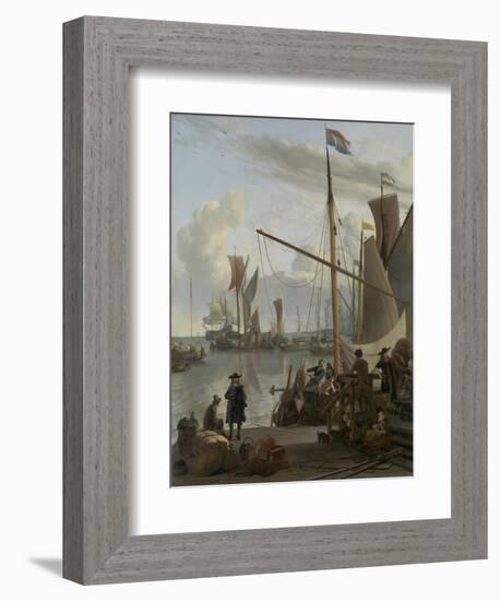 The Ij at Amsterdam, Seen from the Mosselsteiger (Mussel Pier) 1673-Ludolf Backhuysen-Framed Giclee Print